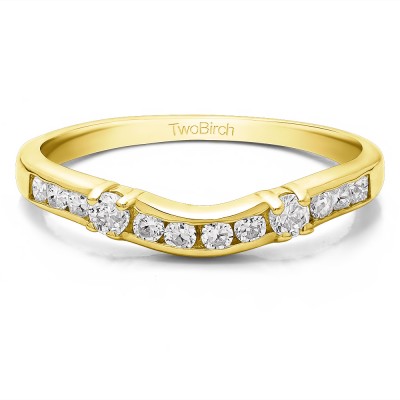 0.35 Ct. Twelve Stone Prong and Channel Set Classic Contour Band in Yellow Gold