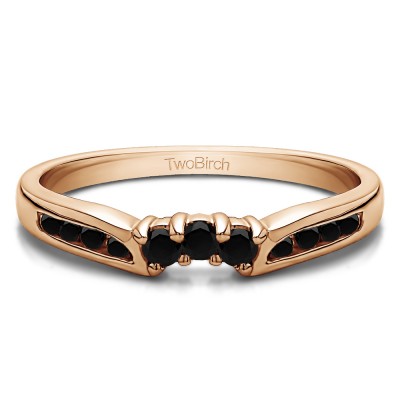 0.28 Ct. Black Round Prong and Channel Notched Band in Rose Gold