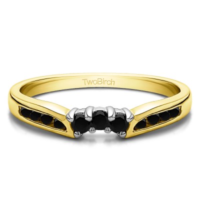 0.28 Ct. Black Round Prong and Channel Notched Band in Two Tone Gold