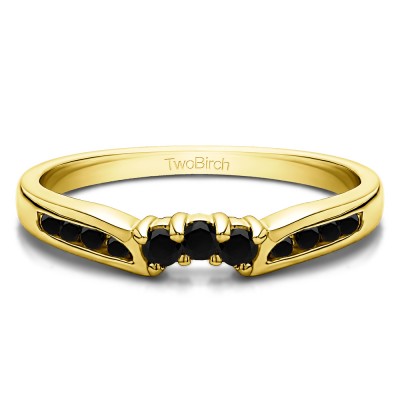 0.28 Ct. Black Round Prong and Channel Notched Band in Yellow Gold