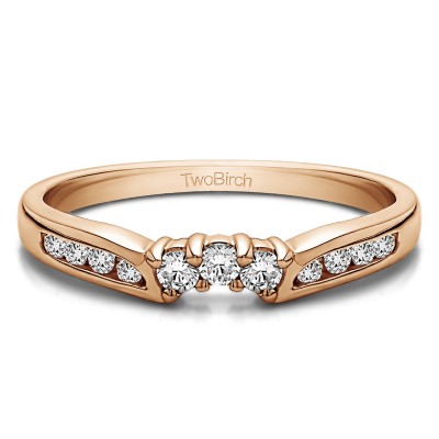 0.28 Ct. Round Prong and Channel Notched Band in Rose Gold