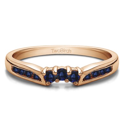 0.28 Ct. Sapphire Round Prong and Channel Notched Band in Rose Gold