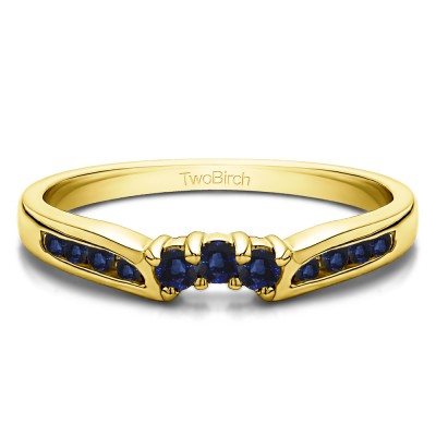 0.28 Ct. Sapphire Round Prong and Channel Notched Band in Yellow Gold