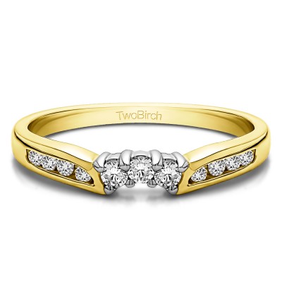 0.28 Ct. Round Prong and Channel Notched Band in Two Tone Gold