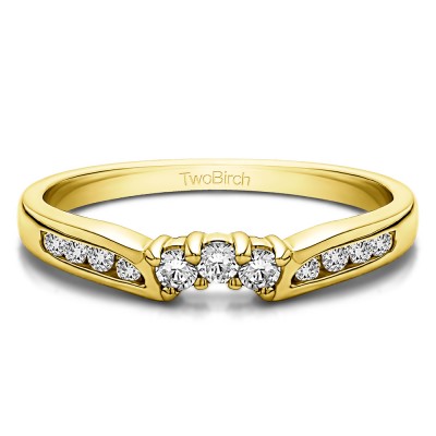 0.28 Ct. Round Prong and Channel Notched Band in Yellow Gold