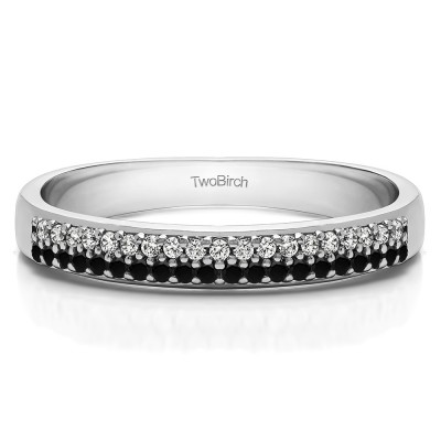 0.2 Carat Black and White Double Row Pave Set Wedding Ring