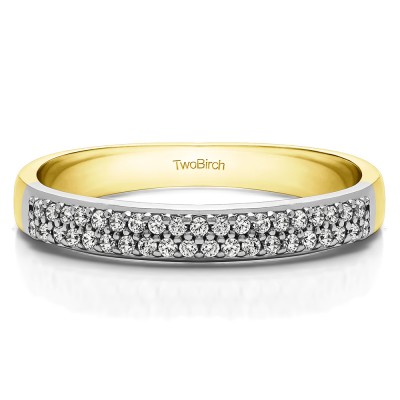 0.2 Carat Double Row Pave Set Wedding Ring in Two Tone Gold