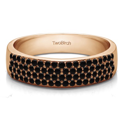 0.49 Carat Black Double Row Pave Set Wedding Ring in Rose Gold
