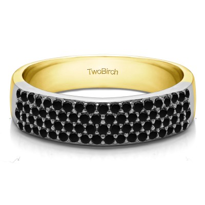 0.49 Carat Black Double Row Pave Set Wedding Ring in Two Tone Gold