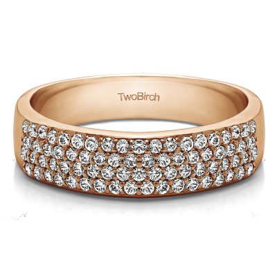 0.49 Carat Double Row Pave Set Wedding Ring in Rose Gold