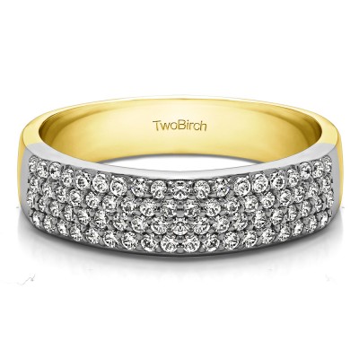 0.49 Carat Double Row Pave Set Wedding Ring in Two Tone Gold