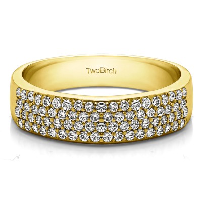 0.49 Carat Double Row Pave Set Wedding Ring in Yellow Gold
