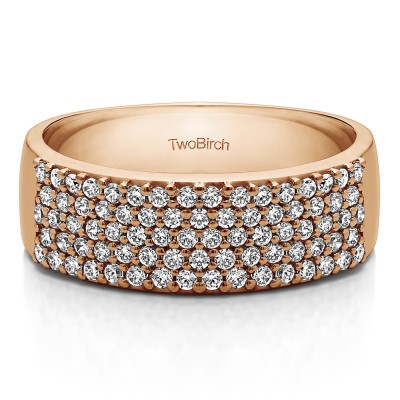 1 Carat Double Row Pave Set Wedding Ring in Rose Gold