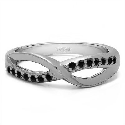 0.14 Carat Black Infinity Pave Set Wedding Ring