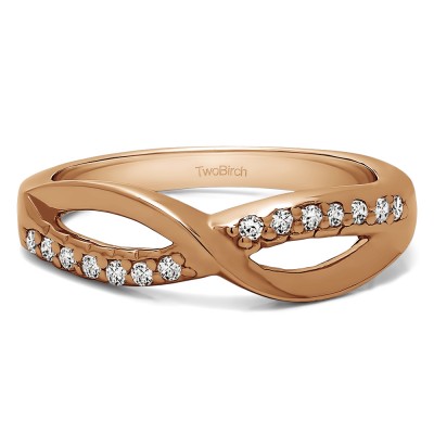 0.14 Carat Infinity Pave Set Wedding Ring in Rose Gold