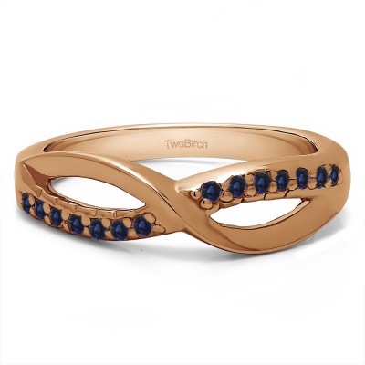 0.14 Carat Sapphire Infinity Pave Set Wedding Ring in Rose Gold