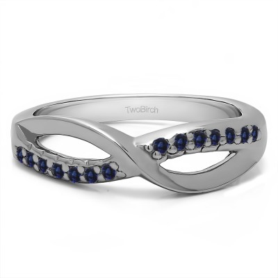 0.14 Carat Sapphire Infinity Pave Set Wedding Ring