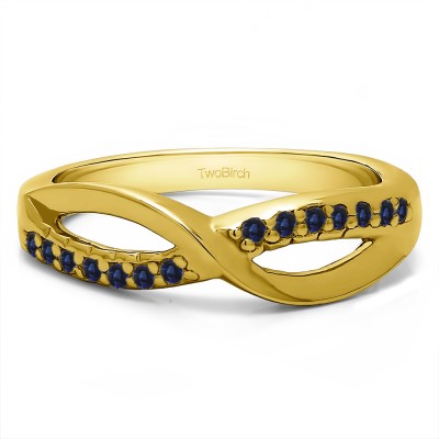 0.14 Carat Sapphire Infinity Pave Set Wedding Ring in Yellow Gold