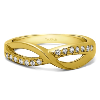 0.14 Carat Infinity Pave Set Wedding Ring in Yellow Gold