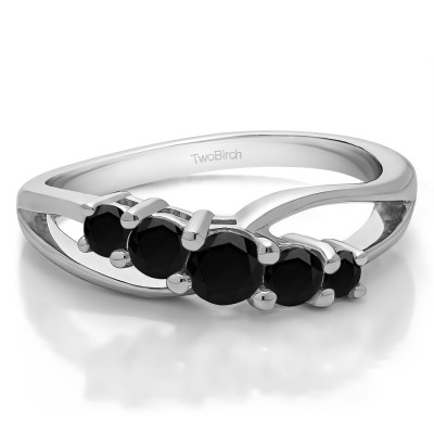 0.53 Carat Black Twist Double Shared Prong Bypass Wedding Ring