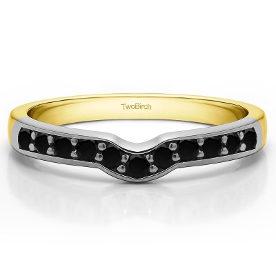 0.33 Ct. Black Round Prong In Channel Notched Shadow Band in Two Tone Gold