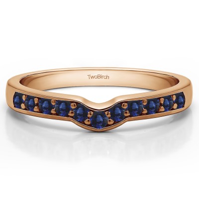 0.33 Ct. Sapphire Round Prong In Channel Notched Shadow Band in Rose Gold