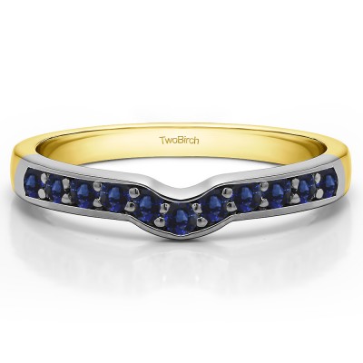 0.33 Ct. Sapphire Round Prong In Channel Notched Shadow Band in Two Tone Gold