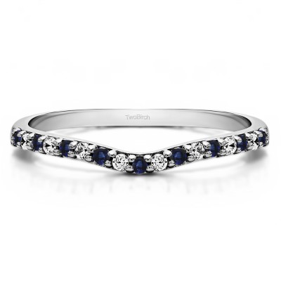 0.17 Ct. Sapphire and Diamond Delicate Contour Matching Wedding Ring