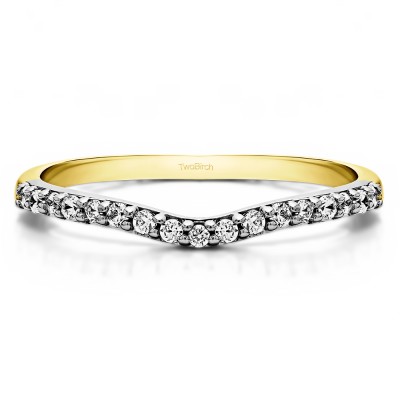 0.17 Ct. Delicate Contour Matching Wedding Ring in Two Tone Gold