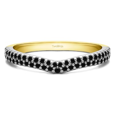 0.26 Ct. Black Double Row Pave Wedding Band in Two Tone Gold