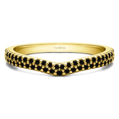 0.39 Ct. Black Double Row Pave Wedding Band in Yellow Gold