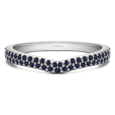 0.39 Ct. Sapphire Double Row Pave Wedding Band