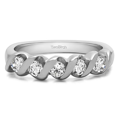 0.75 Carat Five Stone Twirl Set Wedding Ring