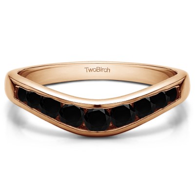 0.42 Ct. Black Graduated Round Channel Contour Band in Rose Gold