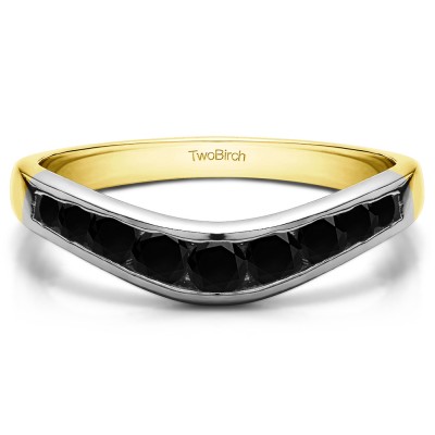 0.42 Ct. Black Graduated Round Channel Contour Band in Two Tone Gold