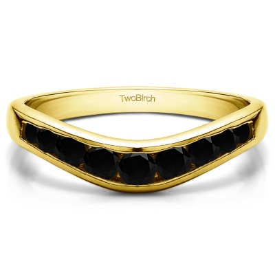 0.42 Ct. Black Graduated Round Channel Contour Band in Yellow Gold