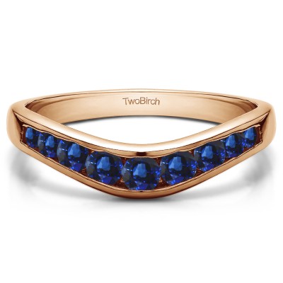 0.42 Ct. Sapphire Graduated Round Channel Contour Band in Rose Gold