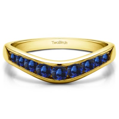 0.42 Ct. Sapphire Graduated Round Channel Contour Band in Yellow Gold