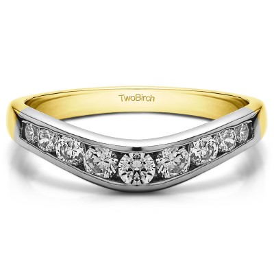 0.42 Ct. Graduated Round Channel Contour Band in Two Tone Gold
