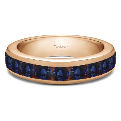 1 Carat Sapphire 10 Stone Channel Set Wedding Ring in Rose Gold