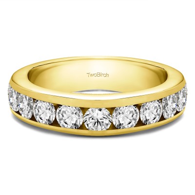1 Carat 10 Stone Channel Set Wedding Ring in Yellow Gold