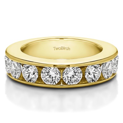 1 Carat 10 Stone Open Ended Channel Set Wedding Ring  in Yellow Gold