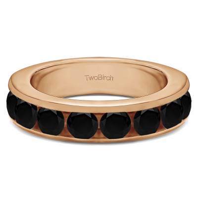 2 Carat Black Eight Stone Open Ended Channel Set Wedding Ring  in Rose Gold