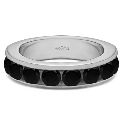2 Carat Black Eight Stone Open Ended Channel Set Wedding Ring