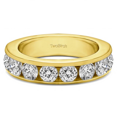 2 Carat Eight Stone Open Ended Channel Set Wedding Ring  in Yellow Gold