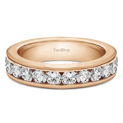 0.24 Carat Twelve Stone Channel Set Straight Wedding Ring  in Rose Gold