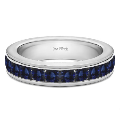 0.5 Carat Sapphire Twelve Stone Channel Set Straight Wedding Ring