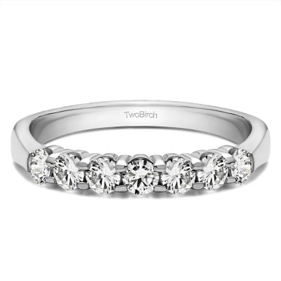 0.7 Carat Seven Stone Shared Prong Tapered Shank Wedding Ring