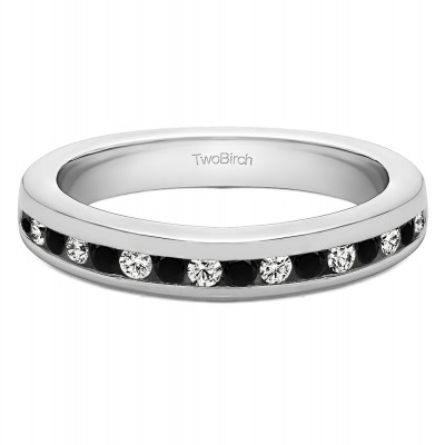 0.34 Carat Black and White Thin Channel Set Wedding Band
