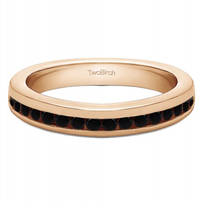 0.34 Carat Black Thin Channel Set Wedding Band in Rose Gold